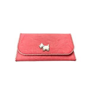 Vintage pink coral colored faux Leather Wallet With Scottie Dog Red